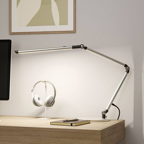 Paulmann LED stolná lampa FlexBar, strieborná, 36 cm,, Chrómová / strieborná, Pracovňa / Kancelária, Hliník, Moderný, Stojacie svietidlo