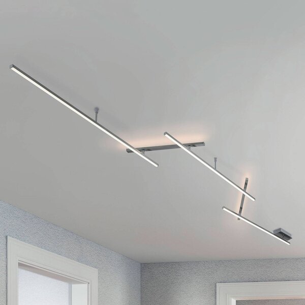 Trio Lighting Otočné stropné LED svetlo Indira, stmievač nikl, Hliník / sivá / zinok, Obývacia izba / jedáleň, kov, Moderný, Stropné svetlo