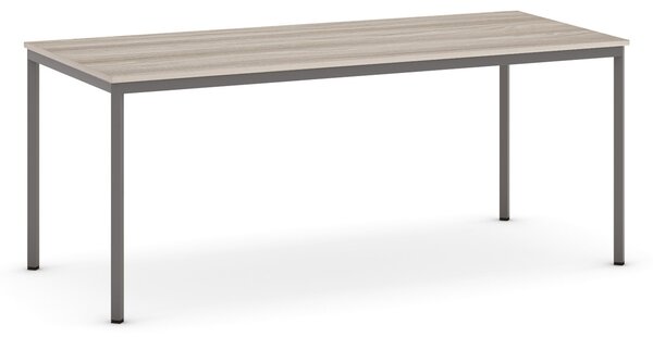 Jedálenský stôl, 180x80 cm, tmavo sivá podnož, dub prírodný