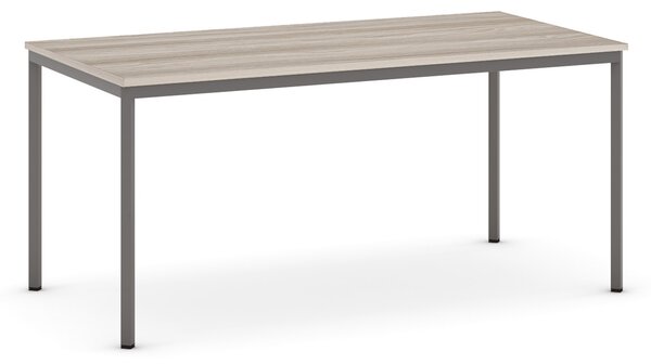 Jedálenský stôl, 160x80 cm, tmavo sivá podnož, dub prírodný