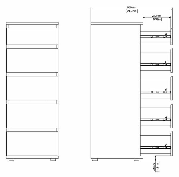 Biela vysoká komoda 40x107 cm Nova – Tvilum