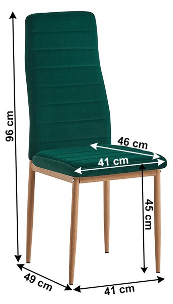 KONDELA Stolička, smaragdová Velvet látka/dub, COLETA NOVA