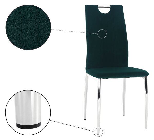 KONDELA Jedálenská stolička, smaragdová Velvet látka/chróm, OLIVA NEW
