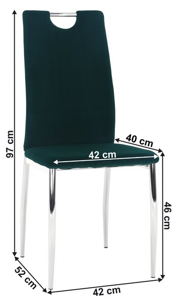 KONDELA Jedálenská stolička, smaragdová Velvet látka/chróm, OLIVA NEW