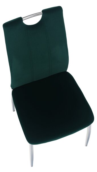 KONDELA Jedálenská stolička, smaragdová Velvet látka/chróm, OLIVA NEW