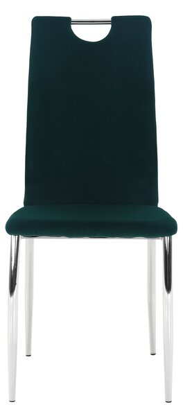 KONDELA Jedálenská stolička, smaragdová Velvet látka/chróm, OLIVA NEW