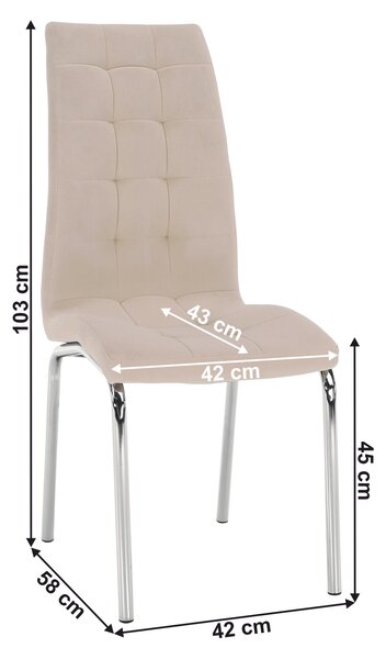 KONDELA Jedálenská stolička, béžová Dulux Velvet látka/chróm, GERDA NEW