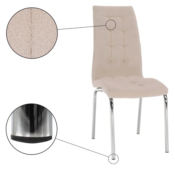 KONDELA Jedálenská stolička, béžová Dulux Velvet látka/chróm, GERDA NEW