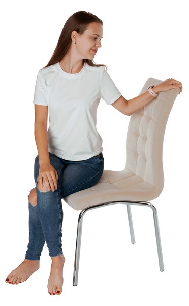 KONDELA Jedálenská stolička, béžová Dulux Velvet látka/chróm, GERDA NEW