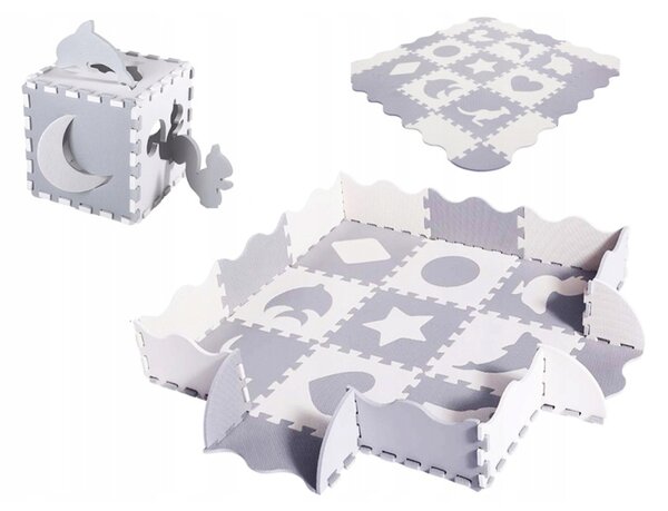 Vulpi Penová podložka na hranie Puzzle white