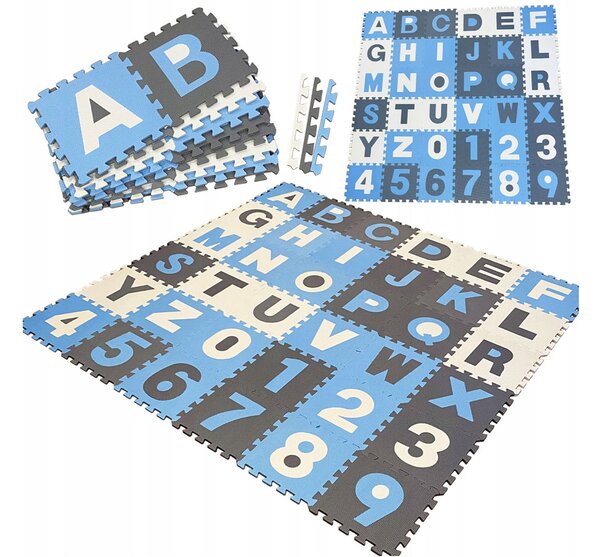 Vulpi Penová podložka na hranie Puzzle Abeceda XXL blue