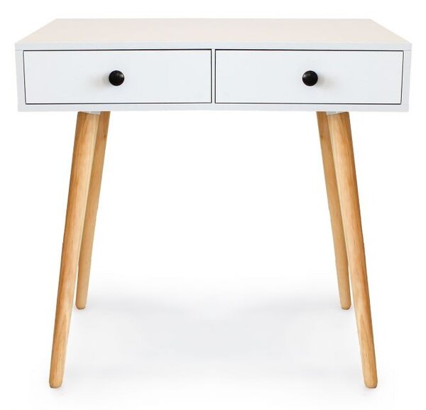Elegantný drevený stolík s 2 šuflíkmi Biela