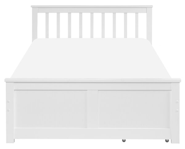 Posteľ biela borovicové drevo MDF 120 x 200 cm s čelom 2 zásuvky minimalistický štýl spálňa