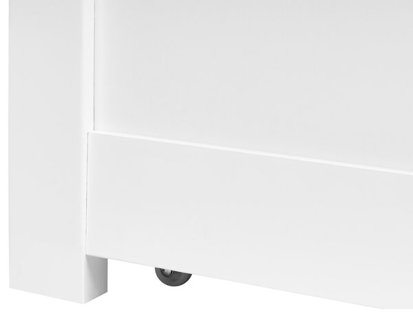 Posteľ biela borovicové drevo MDF 120 x 200 cm s čelom 4 zásuvky minimalistický štýl spálňa