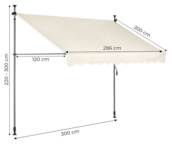 MultiGarden Balkónová slnečná clona 300x120 cm výškovo nastaviteľná, béžová - MultiGarden