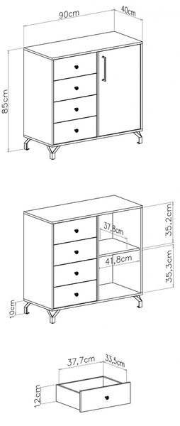 Biela komoda Anders 90 cm so zásuvkami - Koniec série
