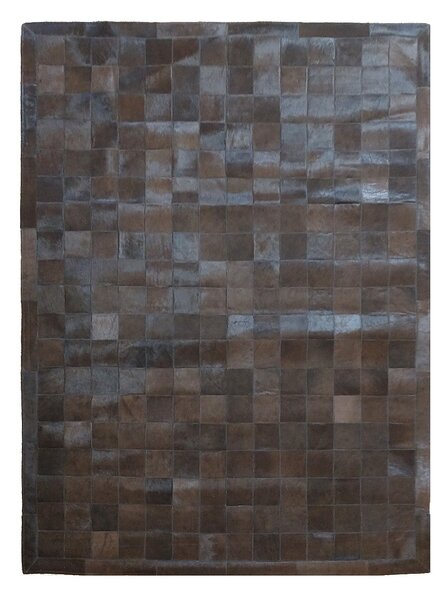 Luxusný kožený koberec patchwork - hnedý