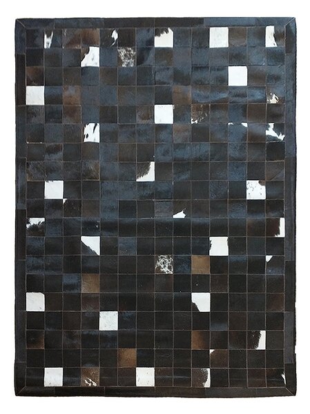 Luxusný kožený koberec patchwork - tmavý
