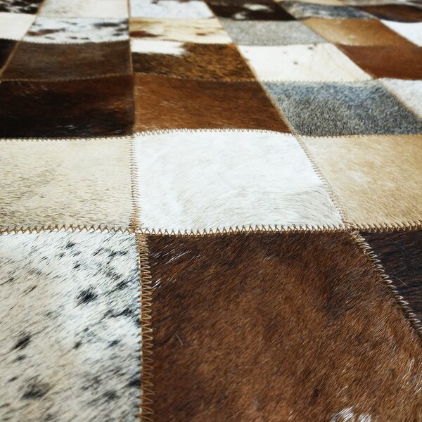 Luxusný kožený koberec patchwork - trikolor