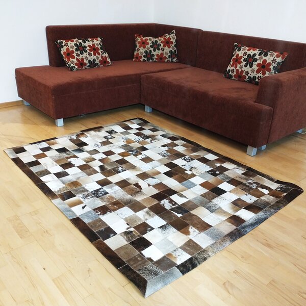 Luxusný kožený koberec patchwork - trikolor