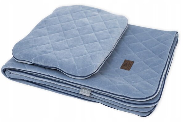 Vulpi Luxusná velúrová deka do kočíka + vankúš Farba: modrá