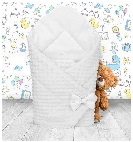 MAXMAX Obojstranná zavinovačka pre bábätká 80x80 cm BABYMAM PREMIUM - Snehovo biela s bielou Minky