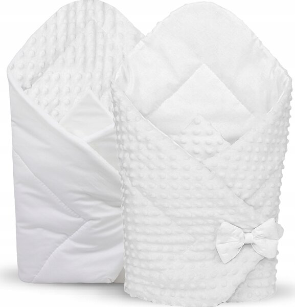 MAXMAX Obojstranná zavinovačka pre bábätká 80x80 cm BABYMAM PREMIUM - Snehovo biela s bielou Minky