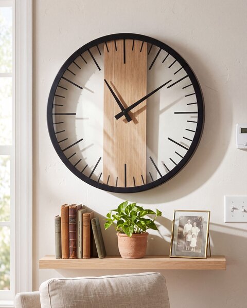 Nástenné hodiny čierne syntetický materiál ø 38 cm moderný dizajn bez číslic bytové doplnky obývacia izba