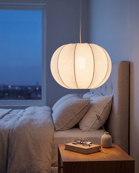 Závesná lampa biela nylon látkové tienidlo osvetlenie moderný štýl obývacia izba