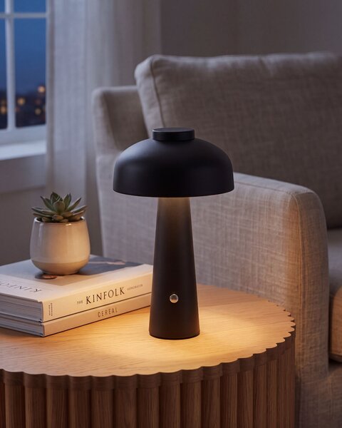 Stolná LED lampa čierna bezdrôtová železná s tienidlom do interiéru moderné osvetlenie