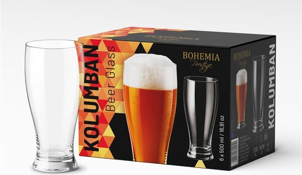BOHEMIA PRESTIGE COLUMBAN PIVNÝ POHÁR 500ML SADA 6 KS