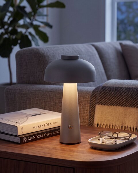 Stolná LED lampa sivá bezdrôtová železná s tienidlom do interiéru moderné osvetlenie