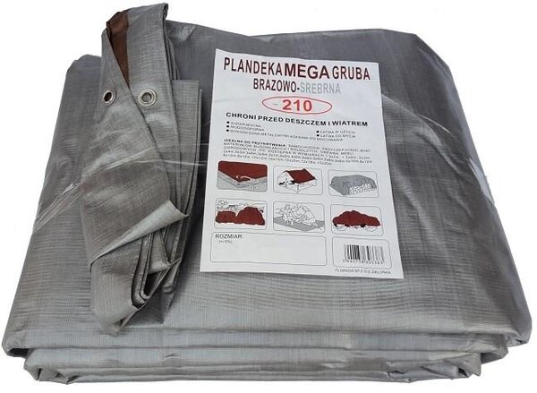 Strieborno-hnedá plachta, rozmer 6x12 metrov, veľmi hrubá (210 g/m²)
