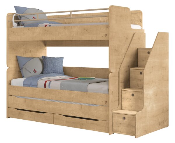 Cilek Poschodová posteľ pre 3 deti 90x200 cm s úložným priestorom (schody)
