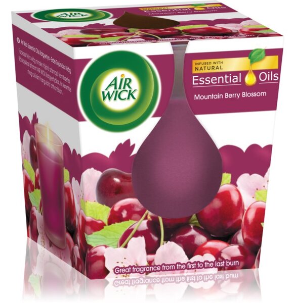 Air Wick Essential Oil Mountain Berry Blossom vonná sviečka 105 g