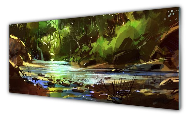 Nástenný panel  Les jazero kamene príroda 125x50 cm