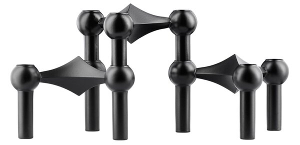 Dizajnový svietnik STOFF Nagel Black – sada 3 ks