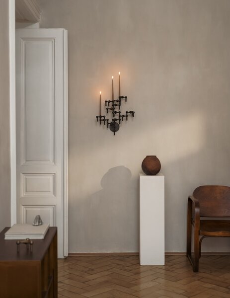 Dizajnový svietnik STOFF Nagel Black – sada 3 ks