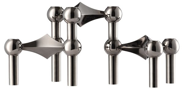 Dizajnový svietnik STOFF Nagel Black Chrome – sada 3 ks