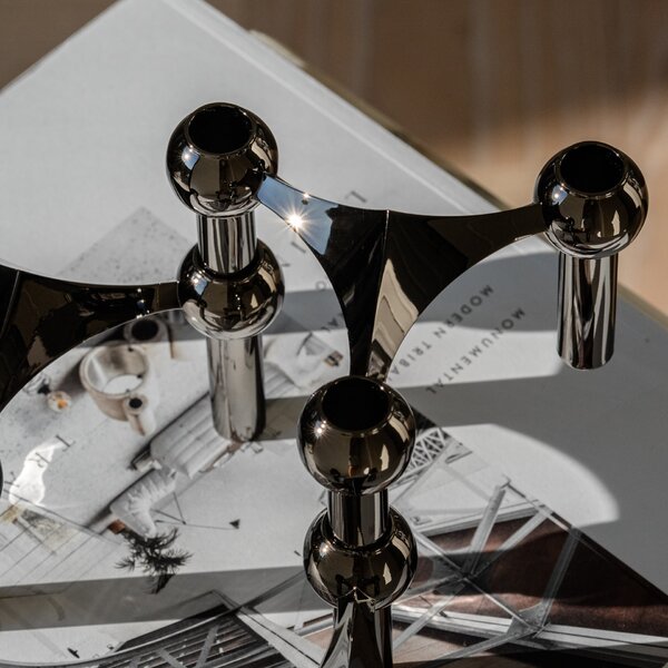 Designový svietnik STOFF Nagel Black Chrome