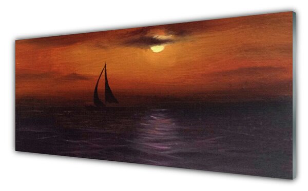 Nástenný panel  More loďka krajina 125x50 cm