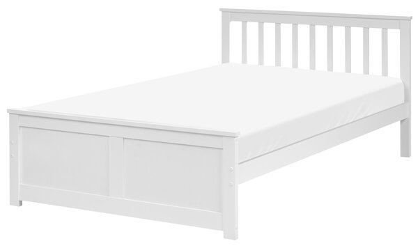 Posteľ biela borovicové drevo MDF 120 x 200 cm s čelom minimalistický štýl spálňa