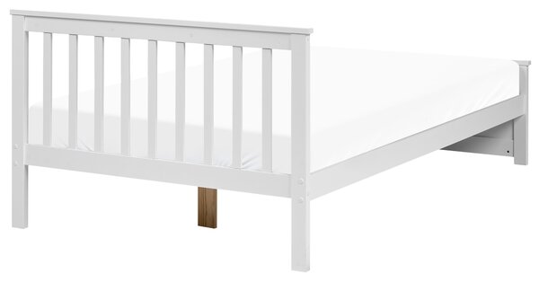 Posteľ biela borovicové drevo MDF 120 x 200 cm s čelom minimalistický štýl spálňa
