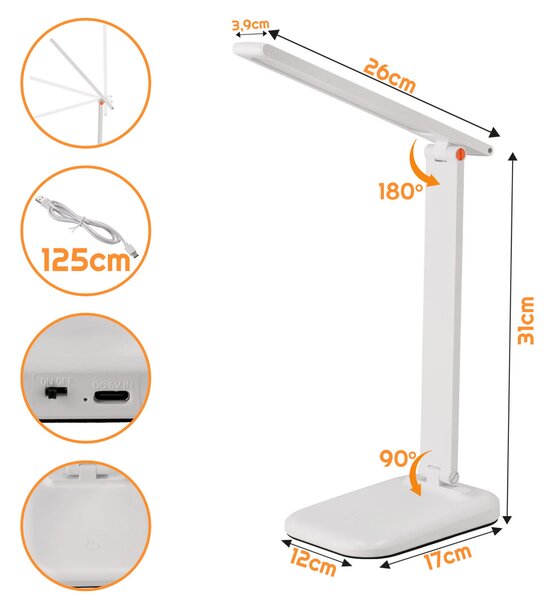 BERGE Stolová LED lampa s klipom HEL