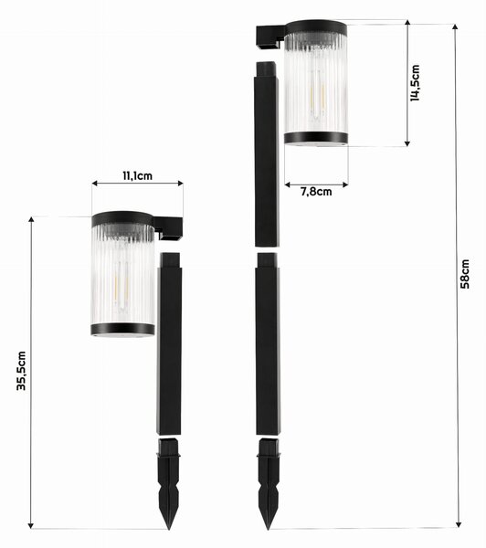 BERGE Solárna vonkajšia LED lampa 58 cm