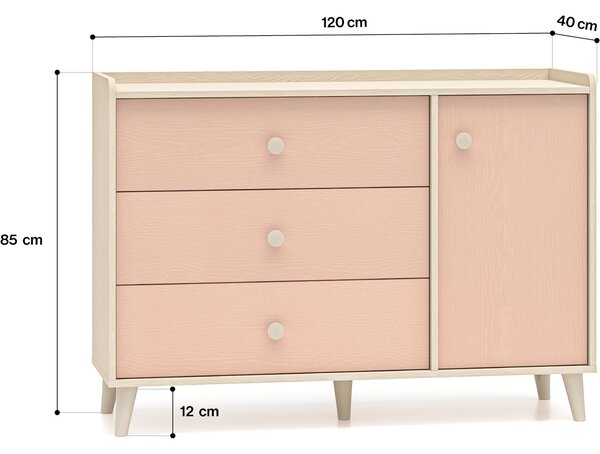 MEBLINE Komoda EVE 05 púštny piesok / millenial pink