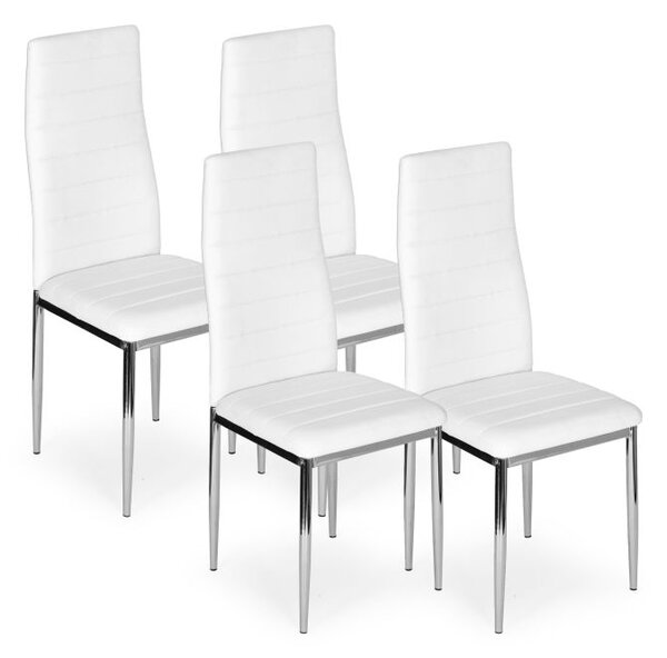 Stoličky z ekokože do obývačky a jedálne, 4 ks. biele chrómové nohy