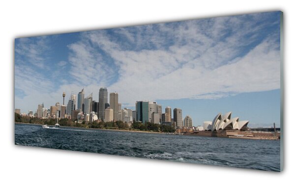 Sklenený obklad Do kuchyne Mesto more domy sydney 125x50 cm