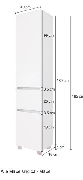 VYSOKÁ SKRINKA, 40/180/35 cm Held - Kúpeľňové skrinky, Online Only