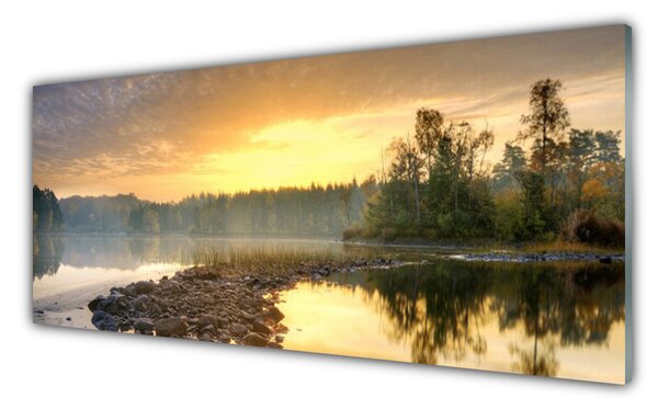 Sklenený obklad Do kuchyne Jazero kamene krajina 125x50 cm